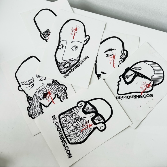 Death to Tennis hand drawn design sticker pack - Picture 1 of 8